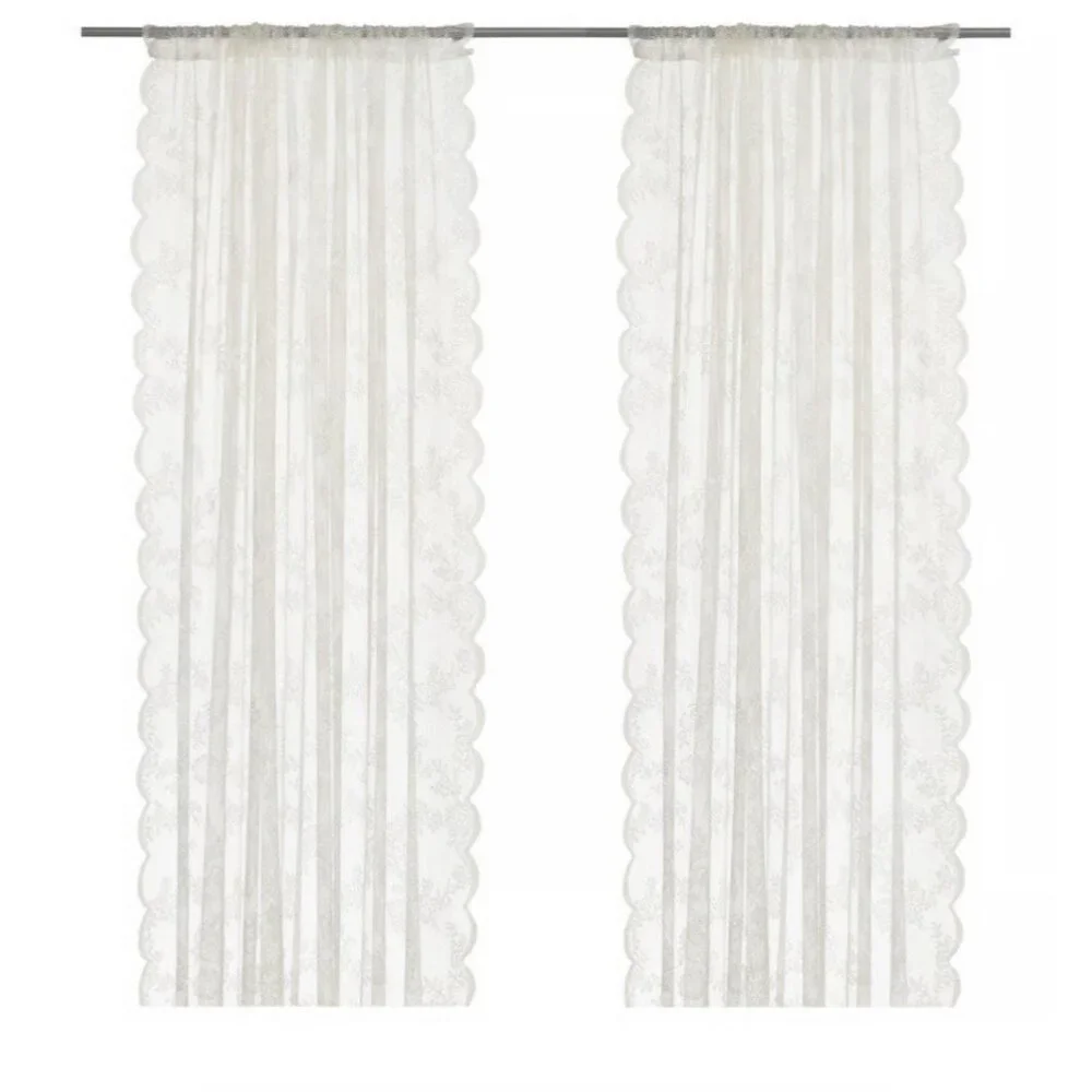 IKEA Lovely Classic White Alvine Spets 145 x 250cm Lace Net Curtains Sealed New